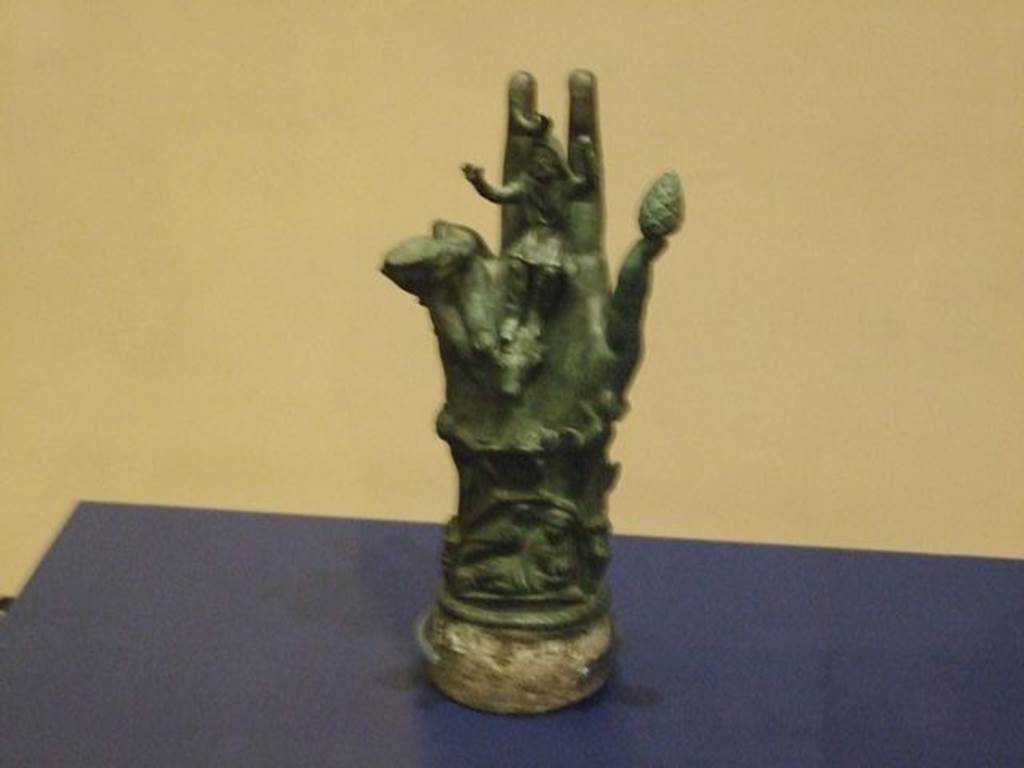 II.1.12 Pompeii. Bronze hand of Sabazius. SAP 10486. Photographed at “A